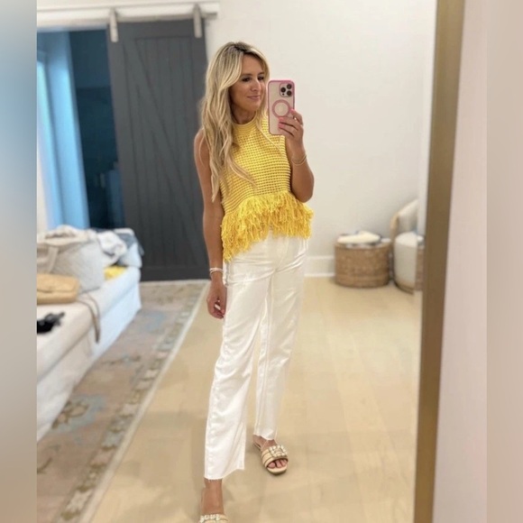 Zara Yellow Crochet Fringe Top - Picture 3 of 10